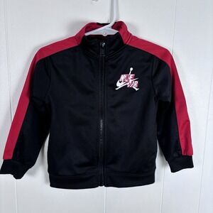 Nike Air Jordan Track Jacket Toddler Size 24mo Black Red Full Zip Athletic